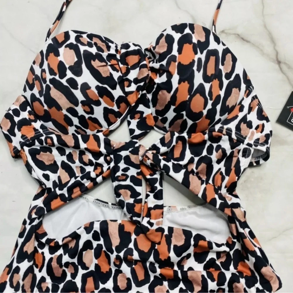 Bar III Run Wild Monokini, Leopard Print, XL
